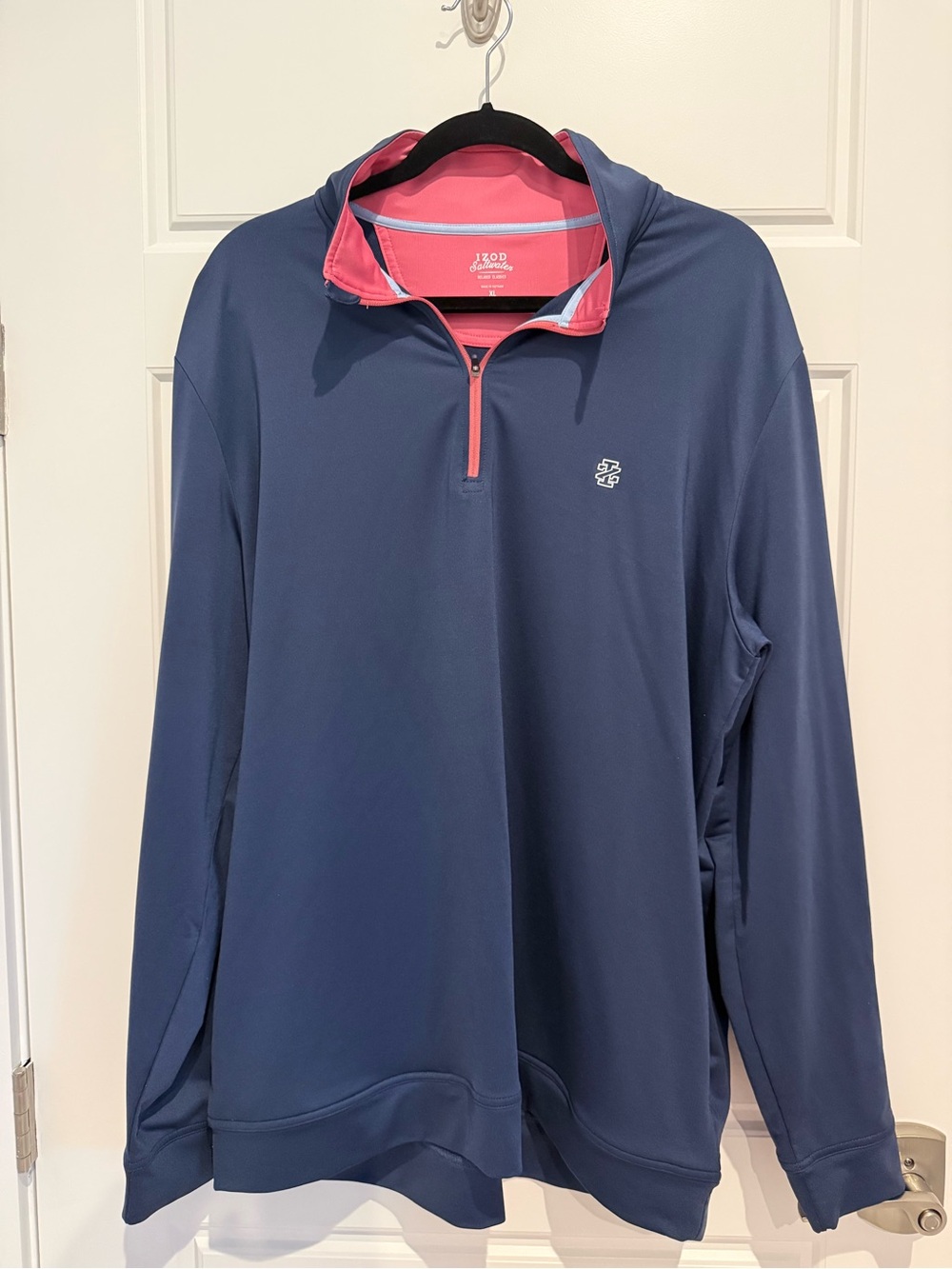 Izod Navy Performance Quarter-Zip with Pink Trim